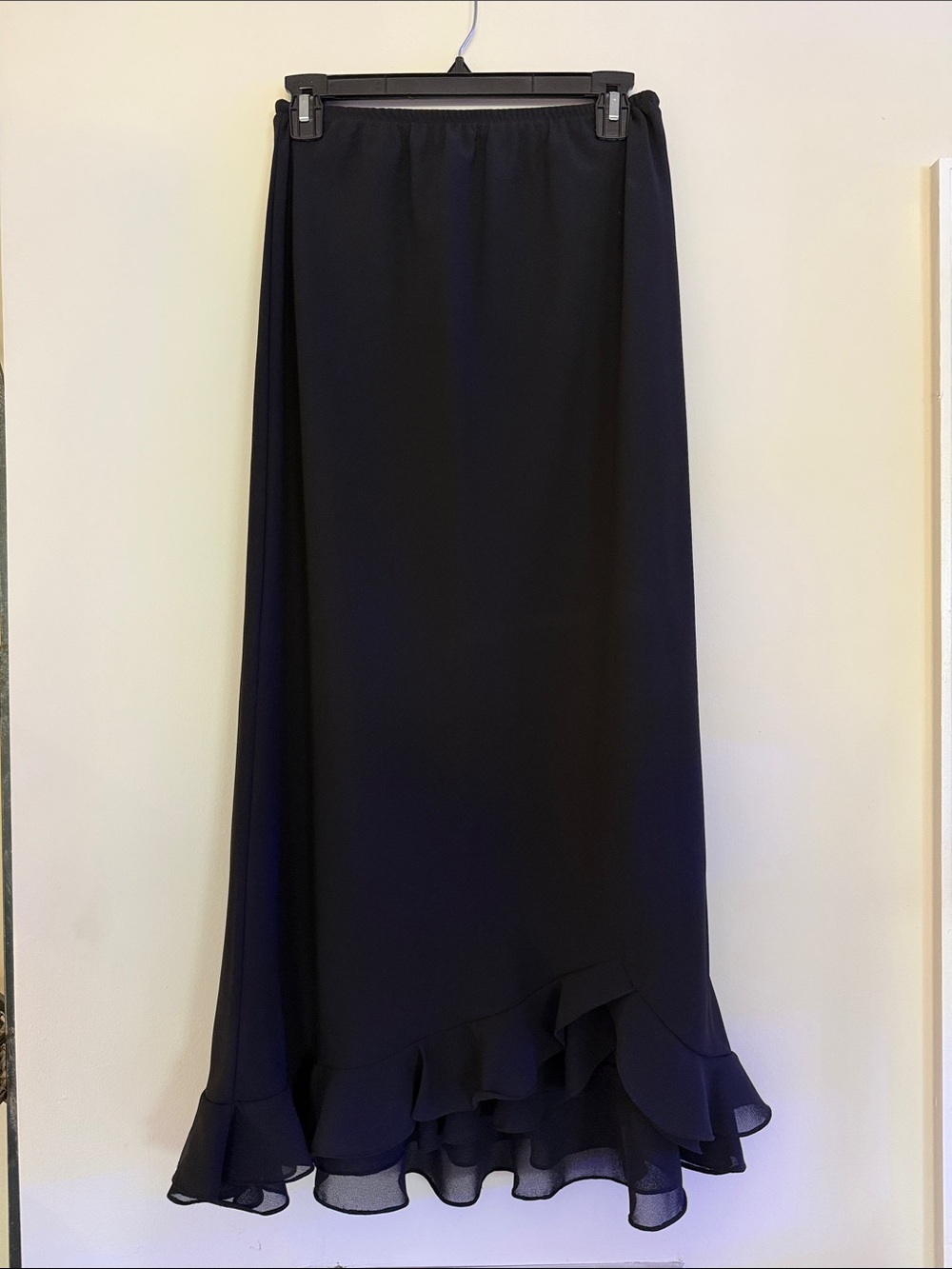 MSK Black Ruffle-Hem Maxi Skirt